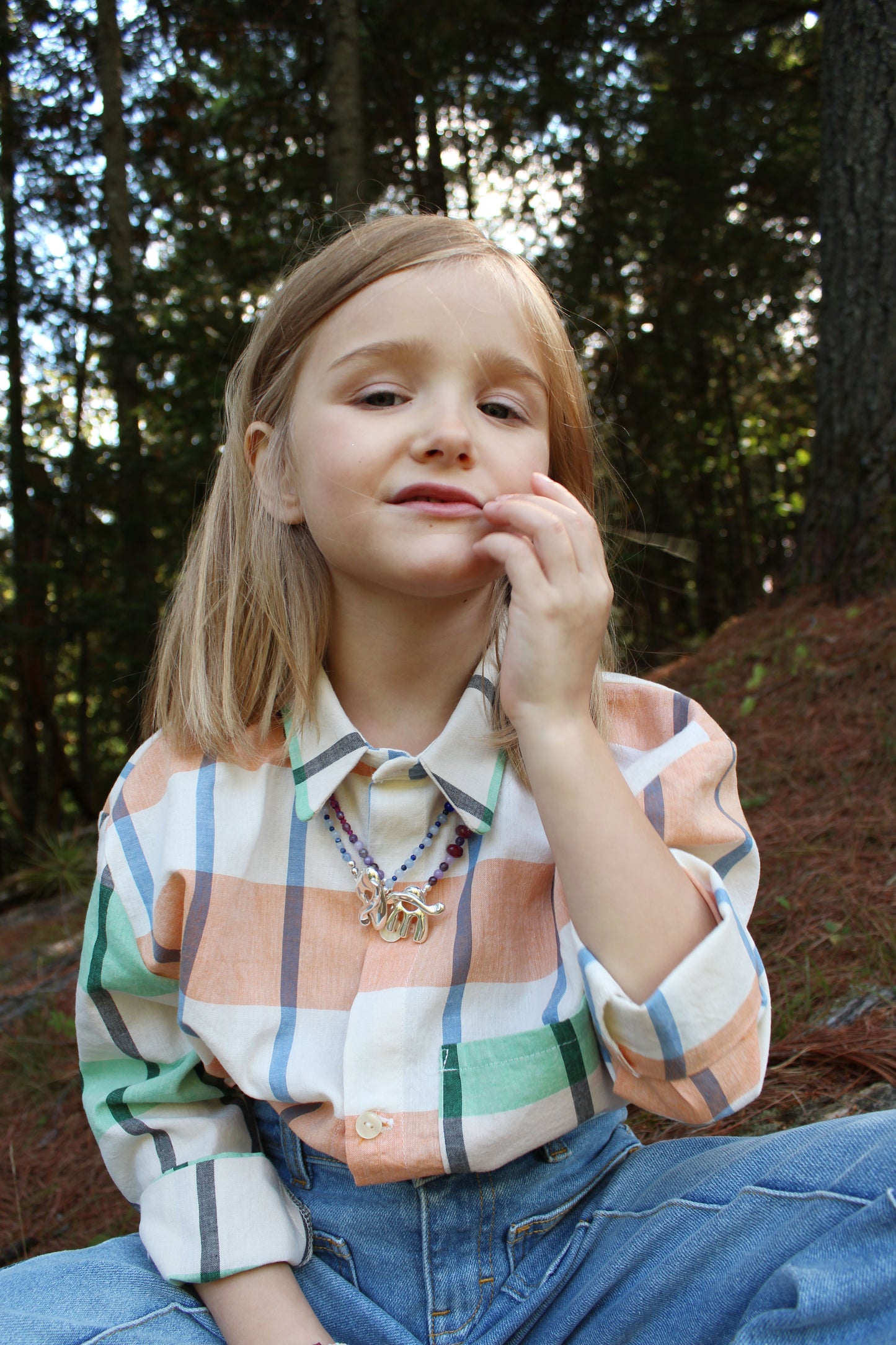 CHECK SHIRT ORANGE 6-8Y