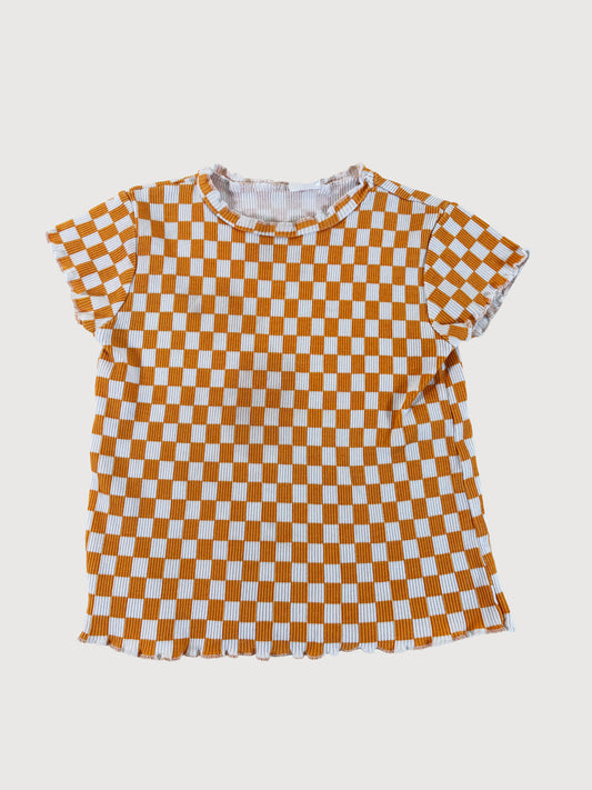 YELLOW CHECKERED TEE 2Y