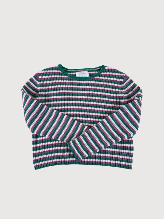 CHENILLE STRIPE SWEATER 10Y
