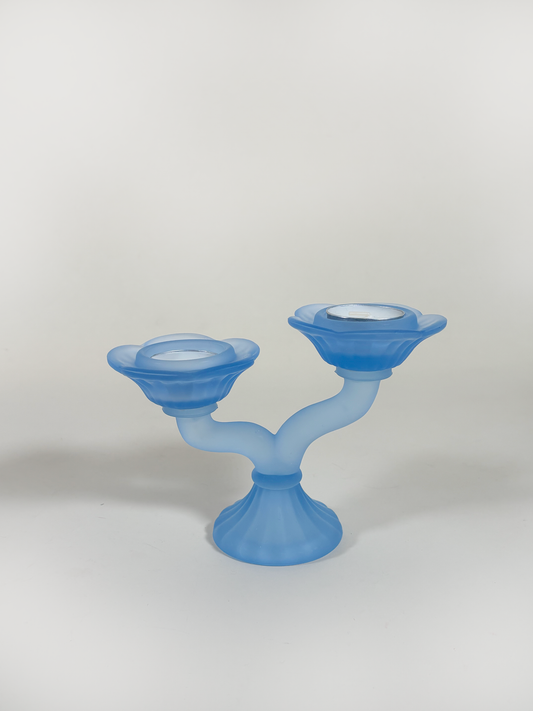 FROSTED BLUE CANDLE HOLDER