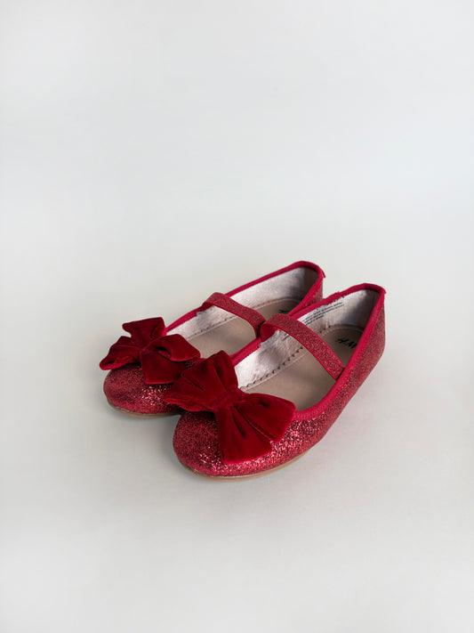 RED FLAT SHOES w/h BOW 12US - 30EUR