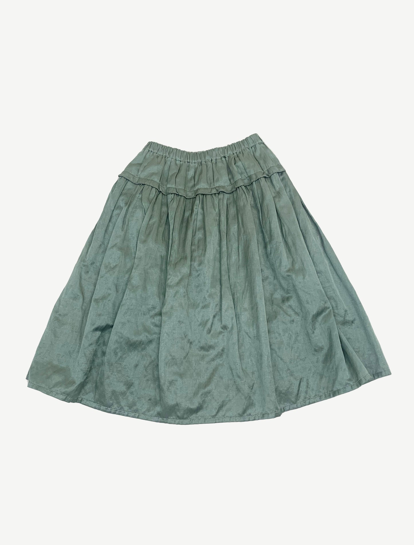 SATIN FOREST GREEN FULL LENGTH SKIRT 7Y