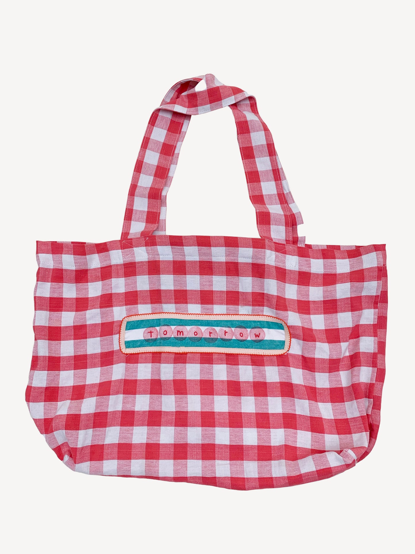 TOMORROW MARKET TOTE RED CHECKS