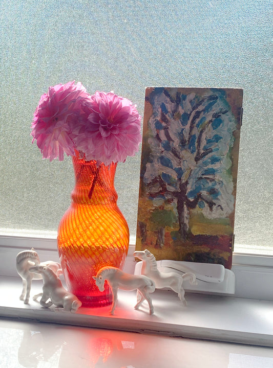 VINTAGE BLOWN GLASS RED