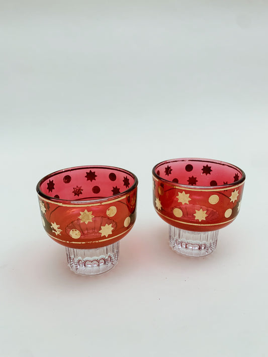 ITALIAN JAY BARWARE CRANBERRY AND GOLD CRYSTALS