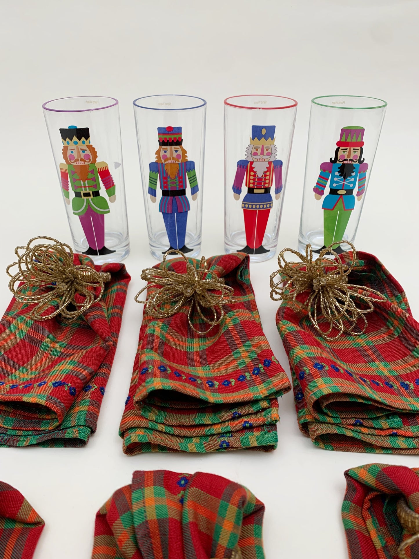 SET 4 TALL TUMBLERS NUTCRACKER