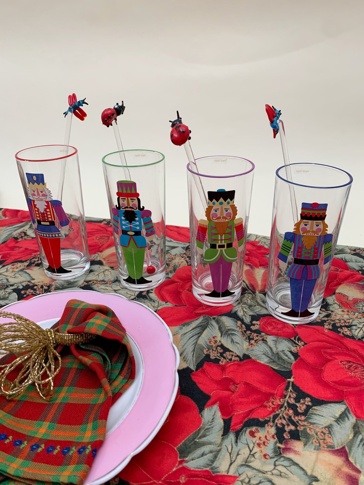 SET 4 TALL TUMBLERS NUTCRACKER