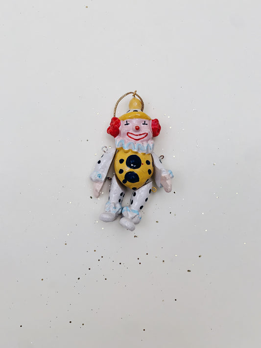 HANDMADE WOOD CLOWN ORNAMENT