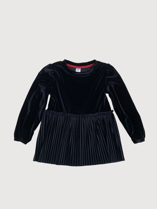 VELOUR BLACK FRINGE DRESS 3Y