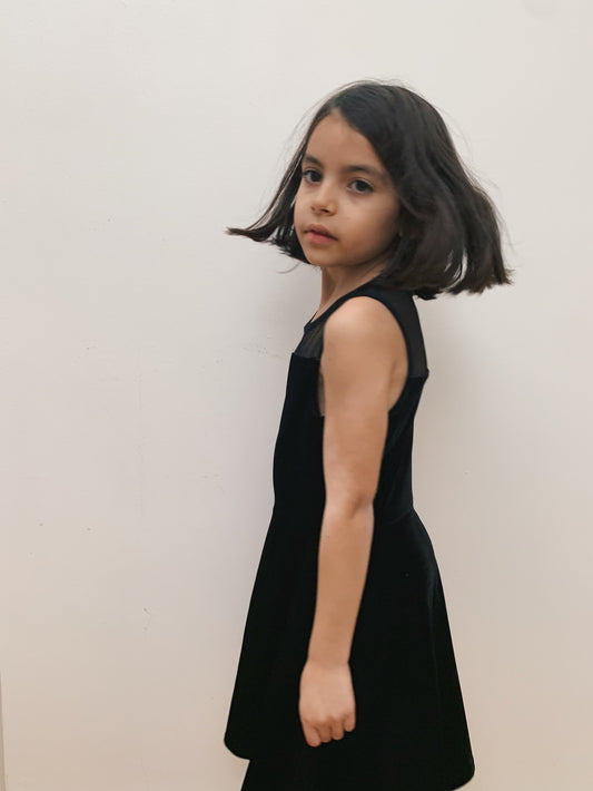 SHEER VELOUR BLACK DRESS 6Y