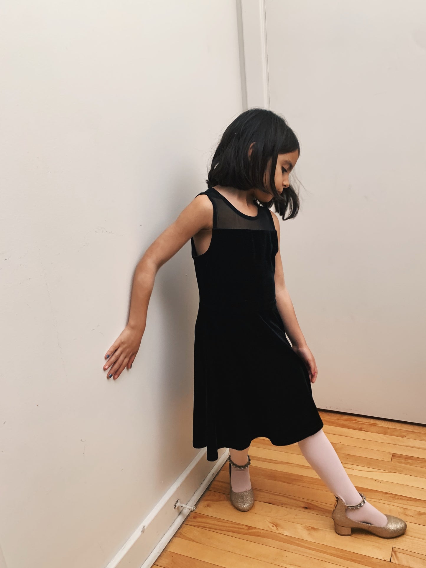 SHEER VELOUR BLACK DRESS 6Y