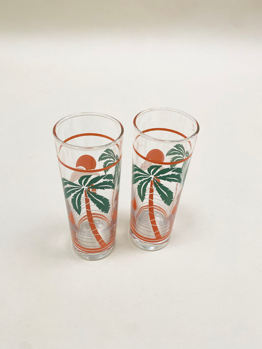 TALL PALM GLASS TUMBLERS