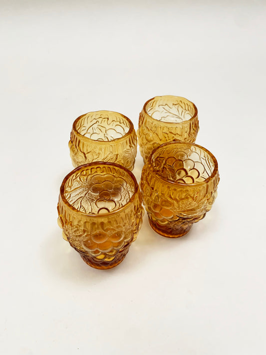 SET VINTAGE AMBER SHORT TUMBLERS