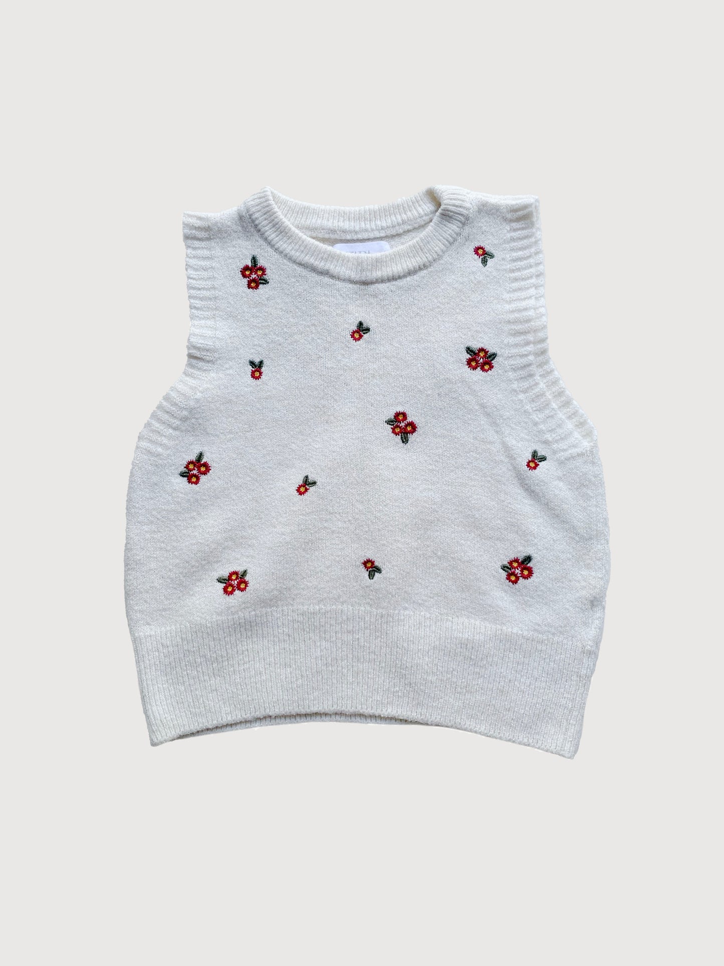 KNIT VEST FLOWER EMBROIDERY 8Y