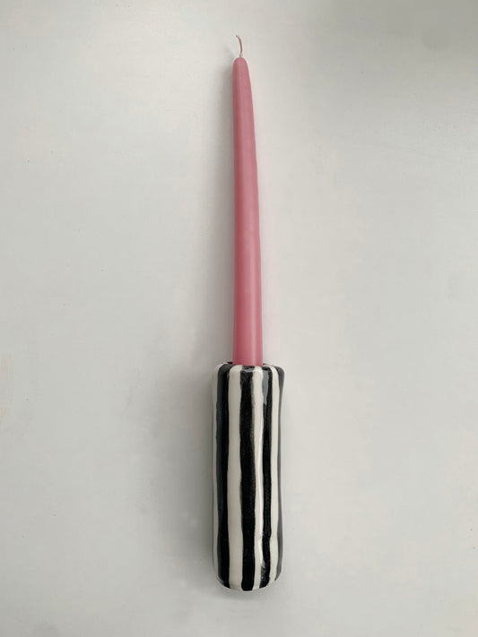 STRIPE BLACK CANDLE HOLDER