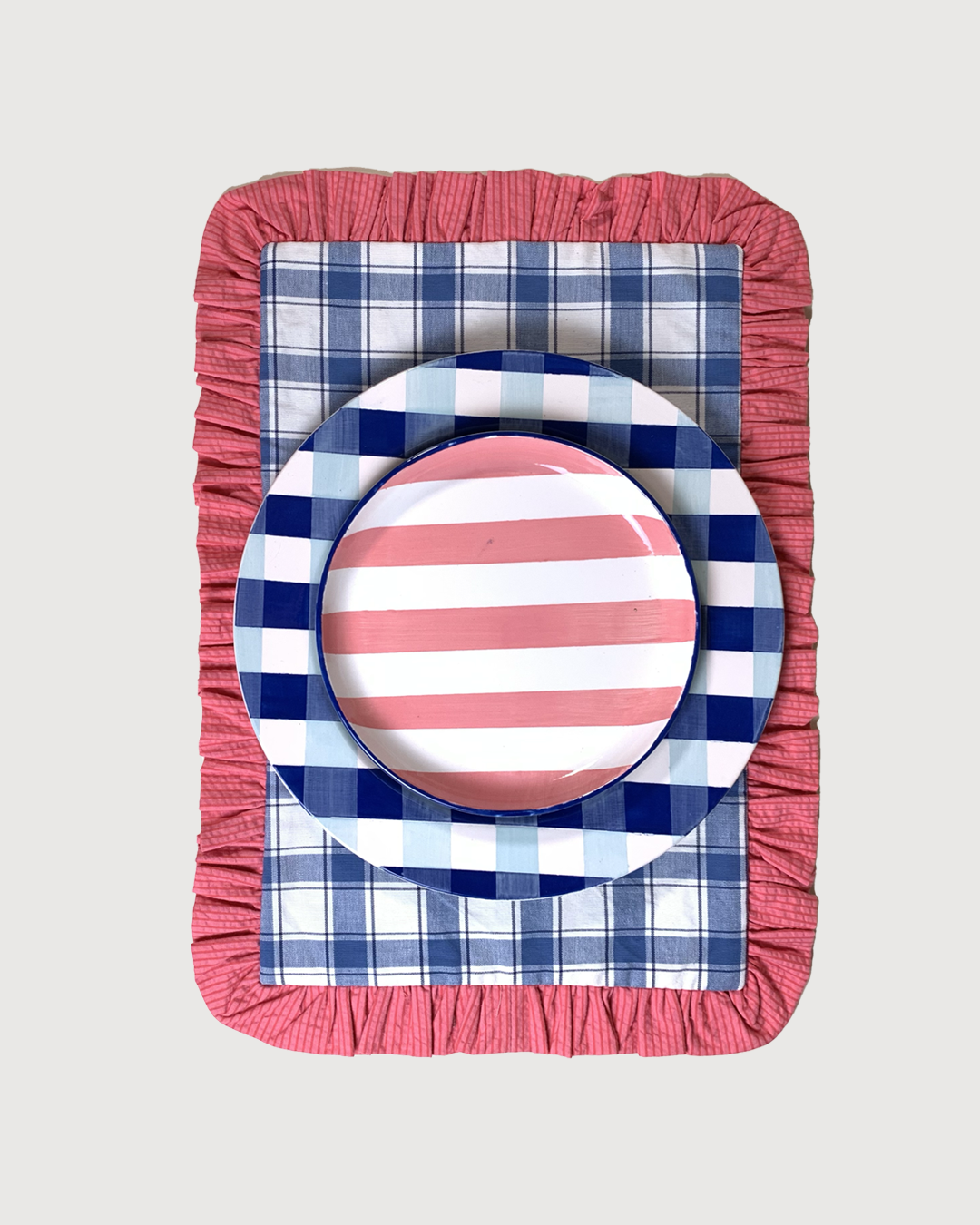 BLUE CHECK & PINK RUFFLE PLACEMAT