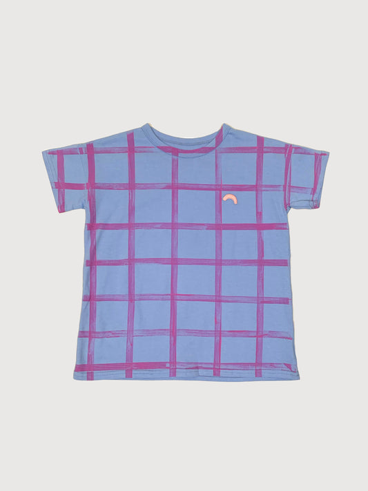 PINK GRID BLUE TSHIRT