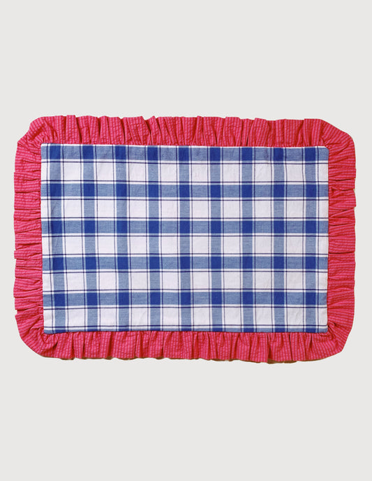 BLUE CHECK & PINK RUFFLE PLACEMAT