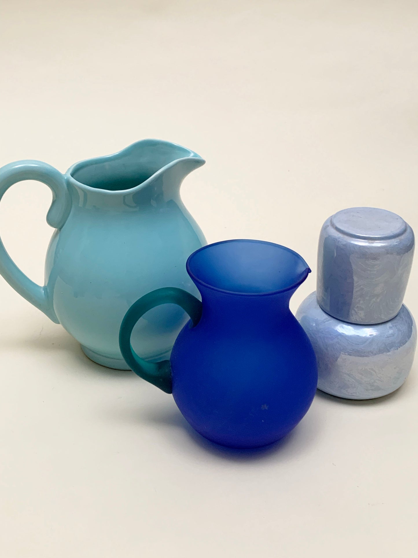 DEEP BLUE GLASS PITCHER